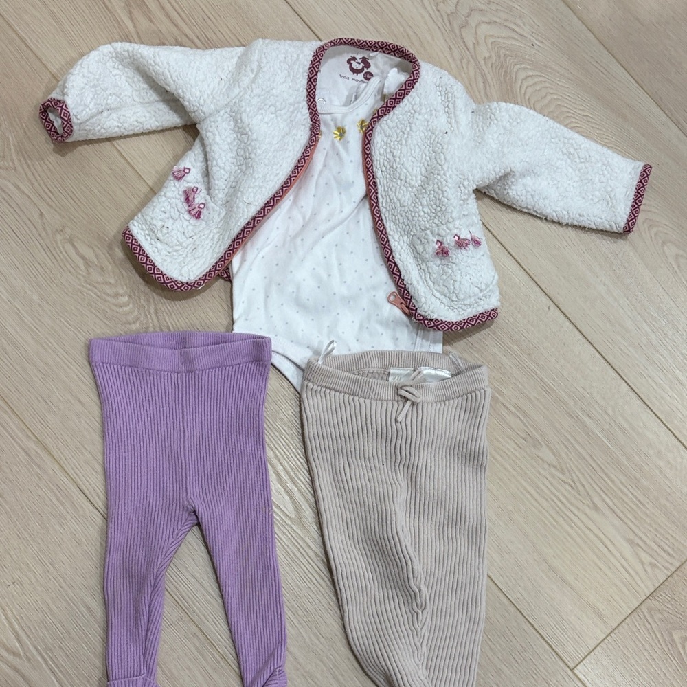 White and Purple Baby Outfit Set